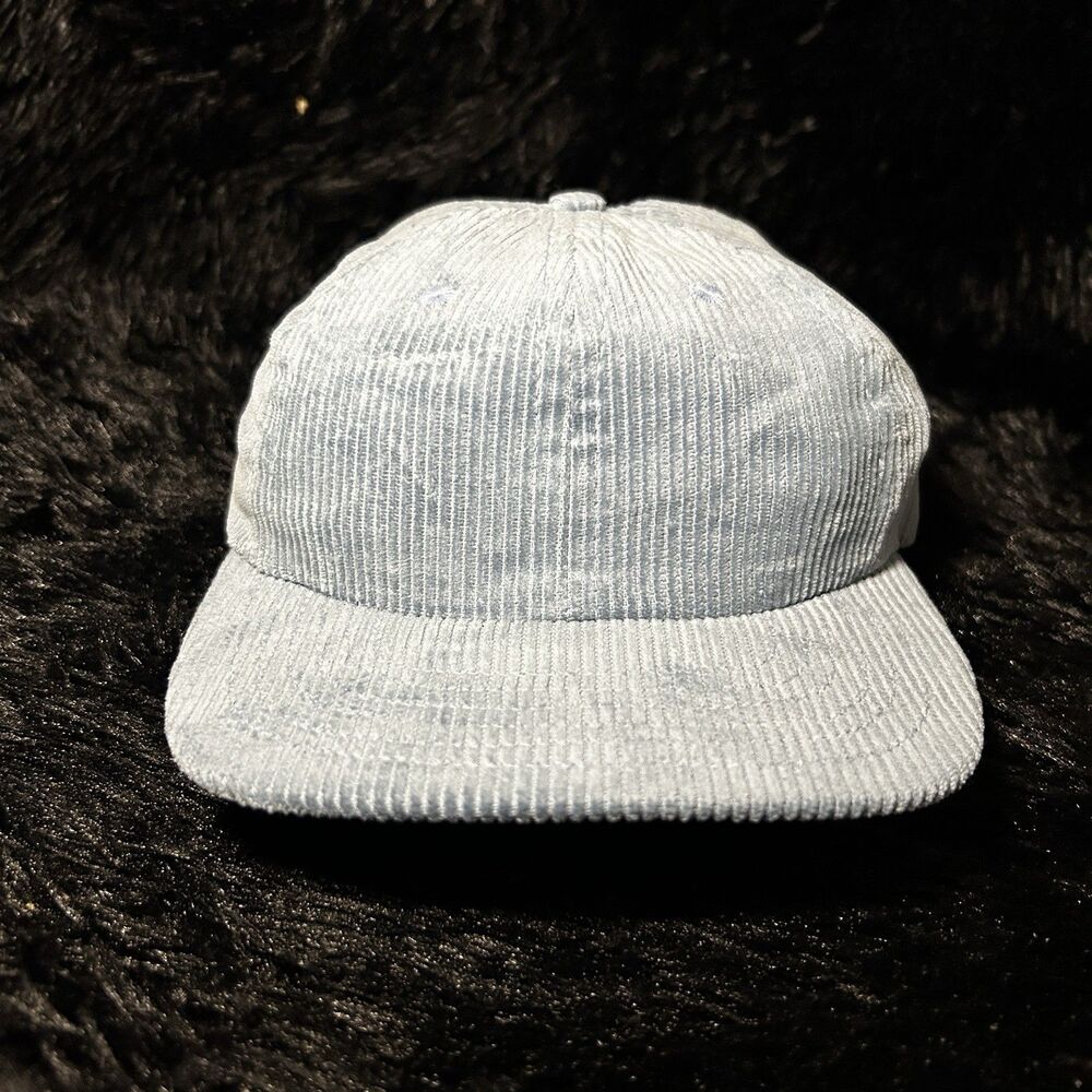 Lite Year 6 Panel Cord Hat Adjustable Strap Back Corduroy Cap Blue